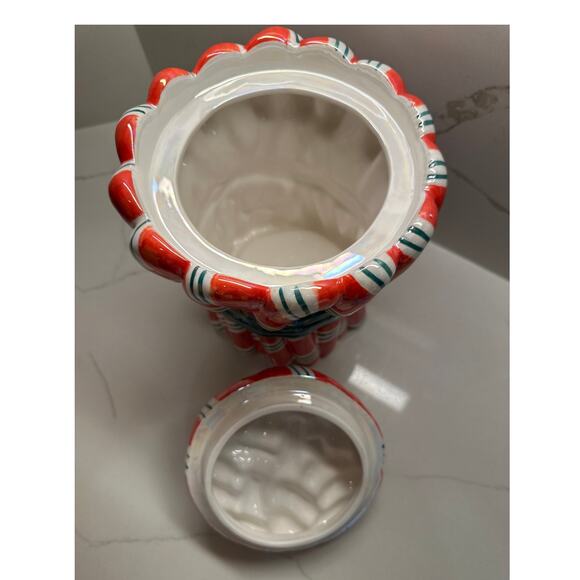 EXTREMELY RARE NEW Geo. Z Lefton Candy Cane Cookie Jar Original Box Iridescent - Picture 6 of 10